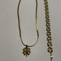 Coffret bijoux trèfle 4 feuilles avec collier et bracelet dorés