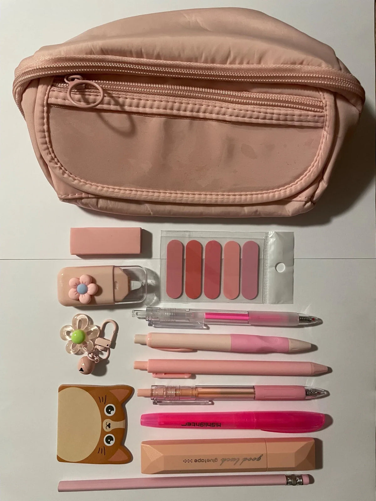 coffret cadeau rentrée scolaire rose grande trousse