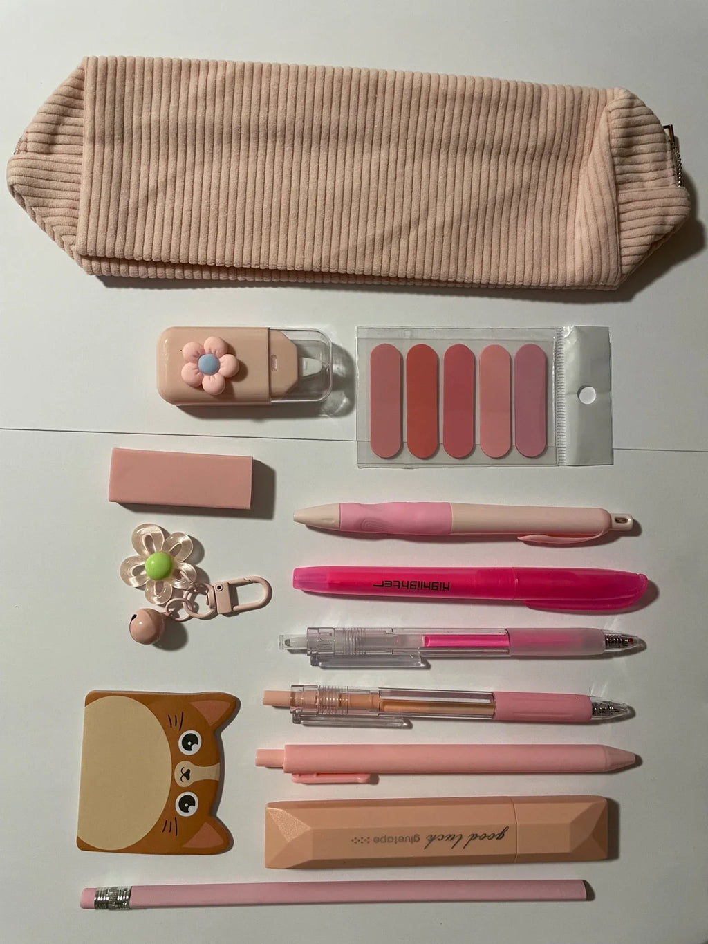 coffret cadeau rentrée scolaire rose trousse velours
